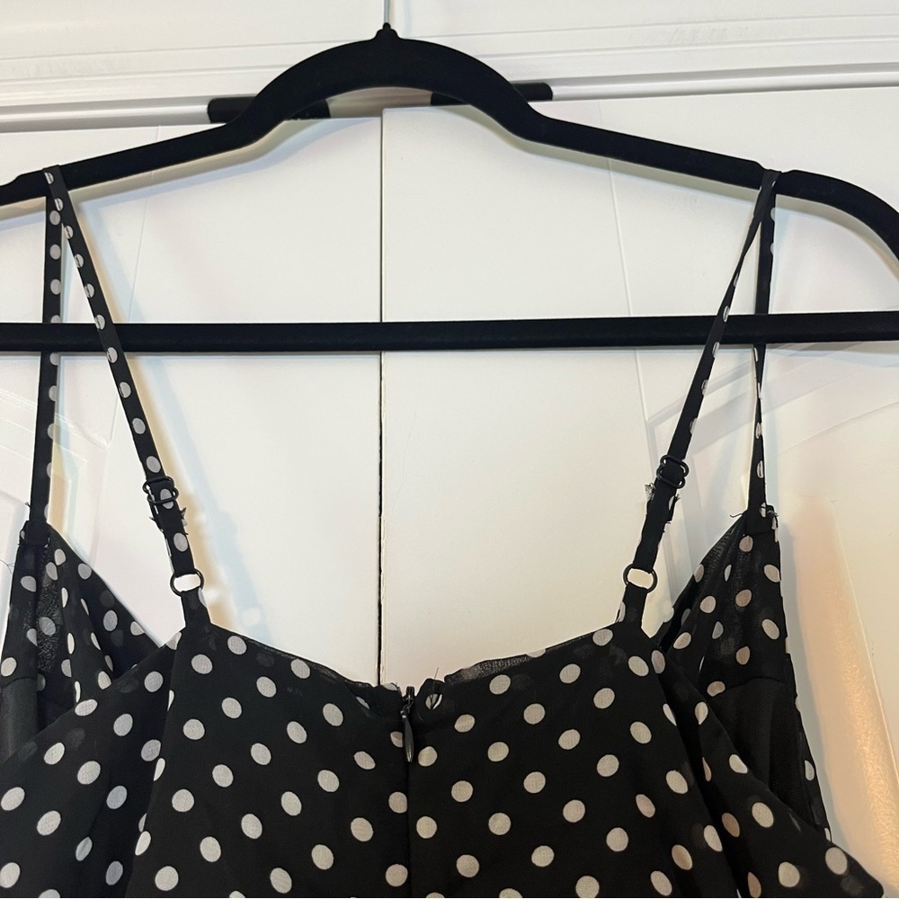 Polka Dot Ruched Dress Sleeveless Size 6 Cocktail Guest Event Casual Chic - Picture 6 of 9